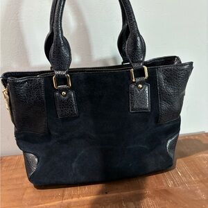 Mode Luxe dark navy Leather and suede Handbag